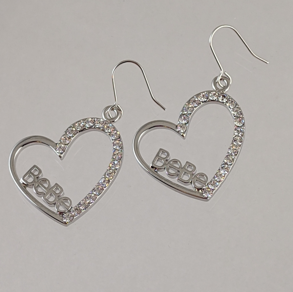 BeBe Silver Heart Earrings